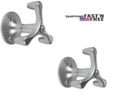 Triple Spinning Silver Chrome Robe Hook for Shower Kitchen Hanging /2 p