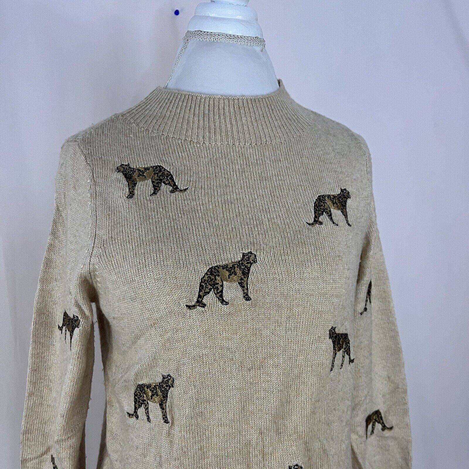 Chicos Wool Cashmere Cheetah All Over Embroidered… - image 4