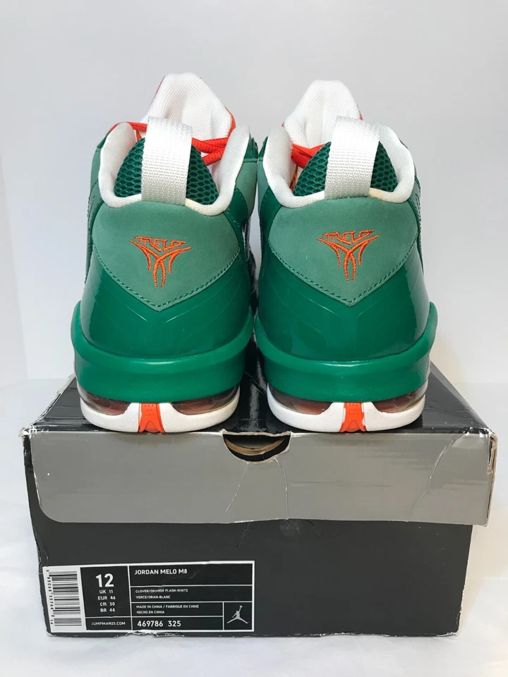 🔥Nike Air Jordan Melo M8 verde/naranja Miami Hurricanes 469786 325 - para hombre 12🔥 Foto 4 de 4