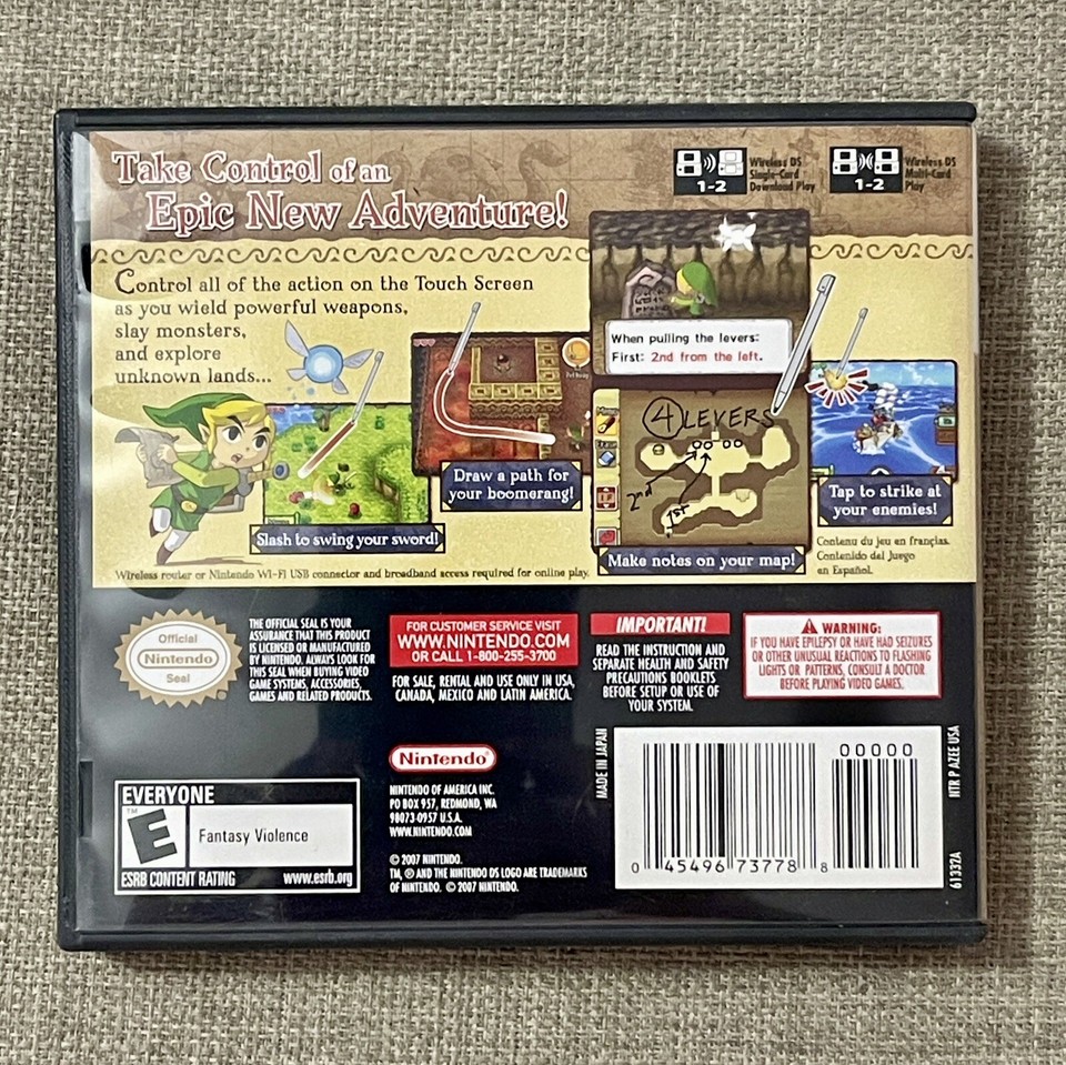 Nintendo DS The Legend of Zelda Phantom Hourglass Case & Manual Only