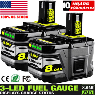 #ad 2PACK For RYOBI 18V P108 High Capacity Battery 18Volt Lithium Ion One Plus 8.0Ah $32.49