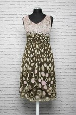 180 K01 BETTY BARCLAY  Sommer Kleid Gr. 36 ärmellos oliv grün natur rosa Muster