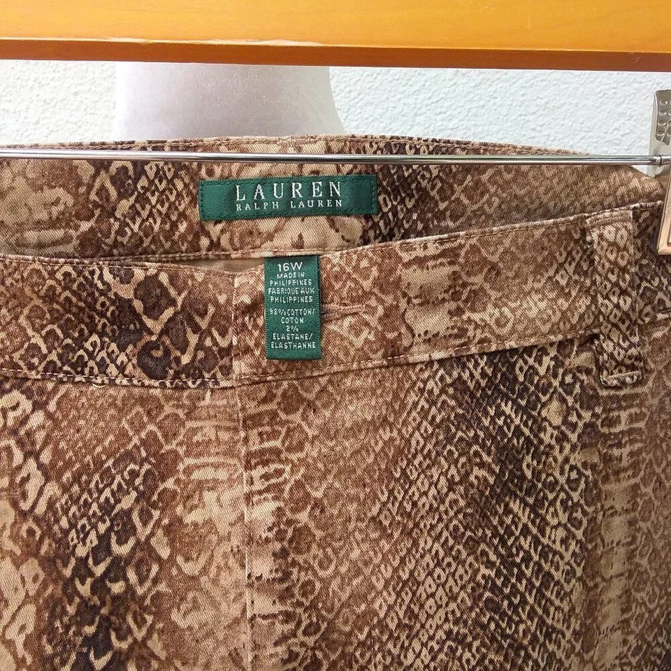 Lauren Ralph Lauren Women's Pants Animal Print 16W Cotton Transitional - Image 4 of 4