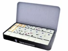 Double six Large dominoes color set in aluminium tin storage case Xmas Gift