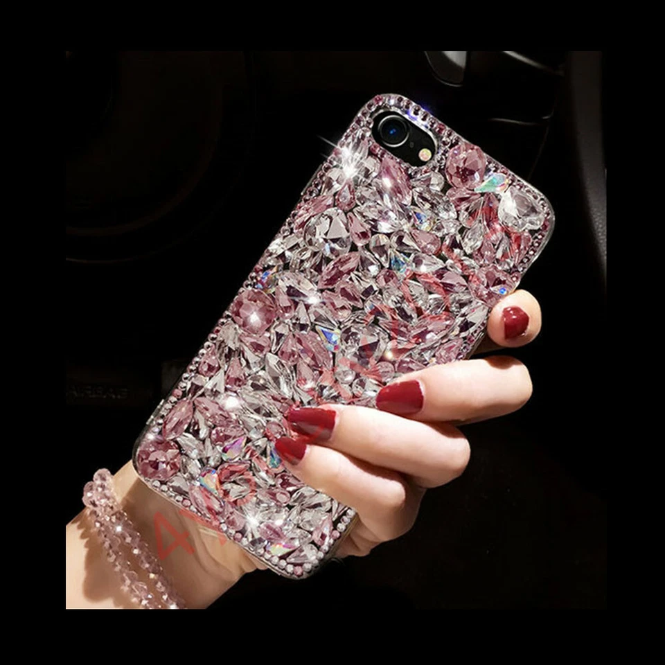 Brillante Brillo Diamante Cristal Lujo Estrás Estuche Trasero Cubierta Para Teléfono Celular Foto 2 de 2