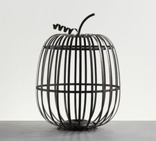 Pottery Barn Outdoor Black Metal Pumpkin Cloche New in Box 25" tall LARGE