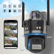 6K WiFi Camera 3 Lens PTZ Protection Ai Human Detection Waterproof Security Cam