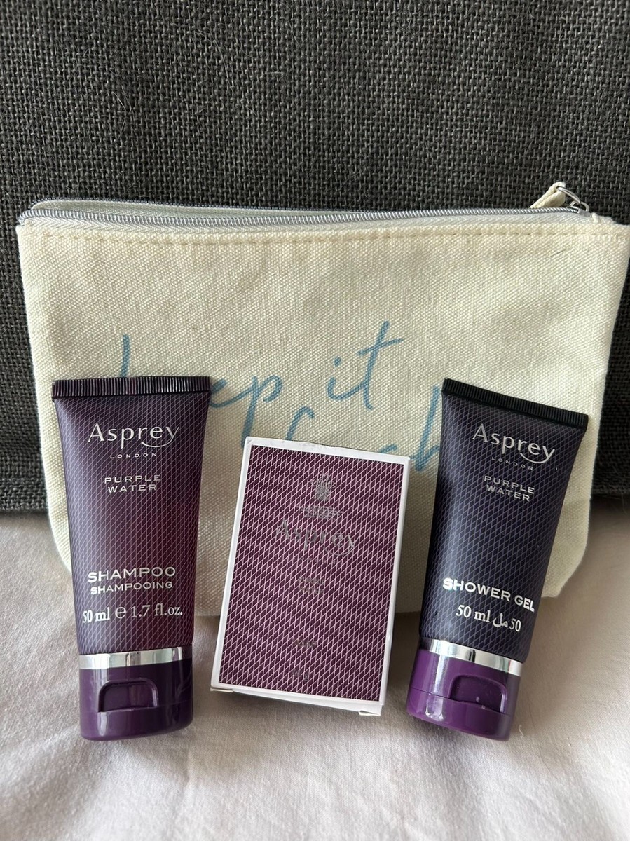 50ml ASPREY London Purple Water DELUXE KIT Shampoo Shower Gel Soap