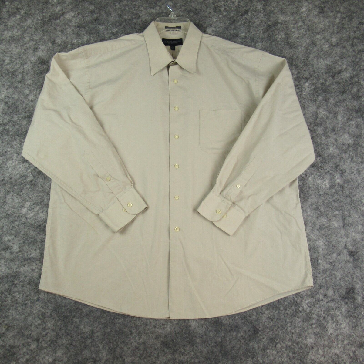 giorgio brutini dress shirts Giorgio Brutini Shirt Mens Extra Large Beige Solid Long Sleeve Button Up