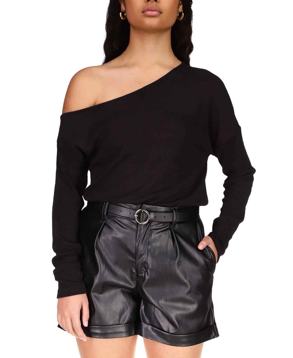Sanctuary Women's Black Love Sign Asymmetric Long-Sleeve Top - M - Black
