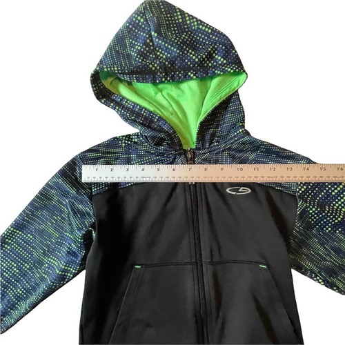 Boys Champion Duo Dry XS X-Small 4-5 Green Black Hooded Zip Up Front Jacket - Picture 5 of 12