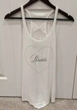 Victoria's Secret White Bride BLING Rhinestone Heart Lace Bow Tank Top Sz M