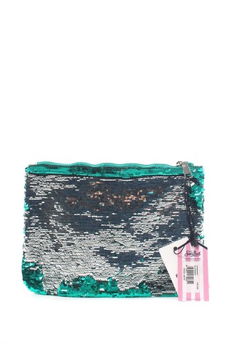 MC2 Saint Barth Pailletten Verziert Clutch Tasche/Grün/Silber - Picture 2 of 5