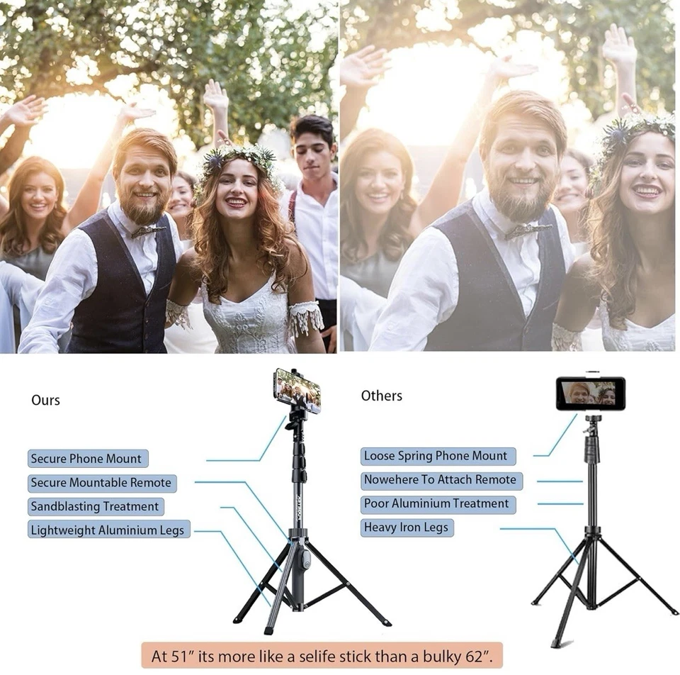 Trípode profesional Fugetek 51", palo y patas 100 % aluminio Foto 3 de 4