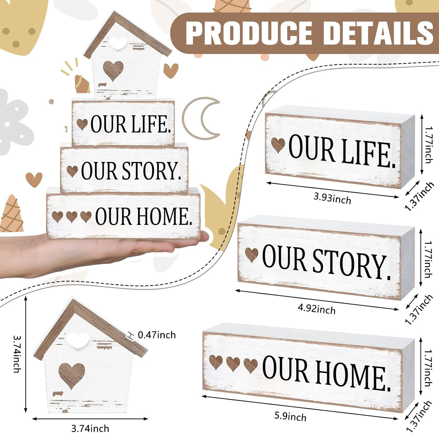 Farmhouse Wooden Tabletop Decor Home Tiered Tray Decor Rustic Distressed Our Lif