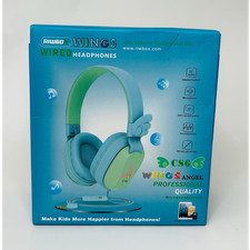 Riwbox CS6 Angel Wings Wired Kids Headphones 3.5mm Blue Green Mic