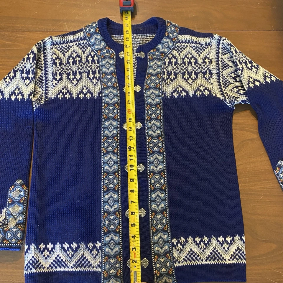 винтажный NORDSTRIKK Норвегия нордический шерсти металлический застежки кардиган свитер большой - Изображение 4 из 4