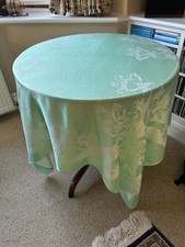 vintage green damask tablecloth about four feet square