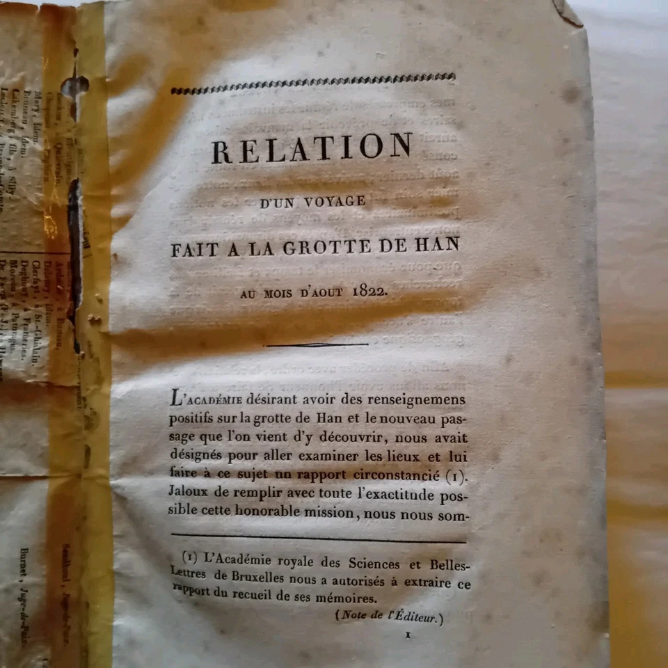 Relation D'un Voyage Fait À La Grotte De Han Au Mois D'août 1822. 1st Ed. 1823  - Photo 2/4