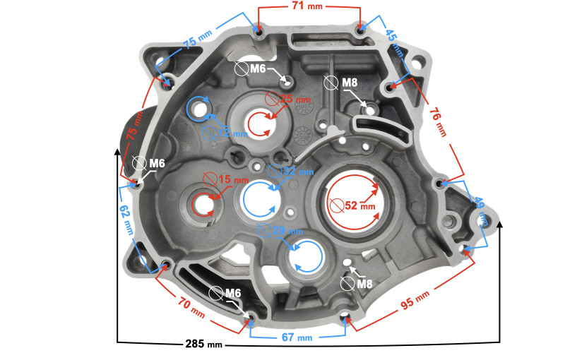 Carter moteur droit pour moto Travel 125 en aluminium noir