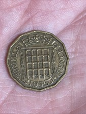 1956 Queen Elizabeth II Three Pence Coin