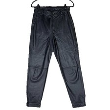 J Brand Pants Womens Medium Black Leather Lambskin Jogger Cuffed Tapered Lined
