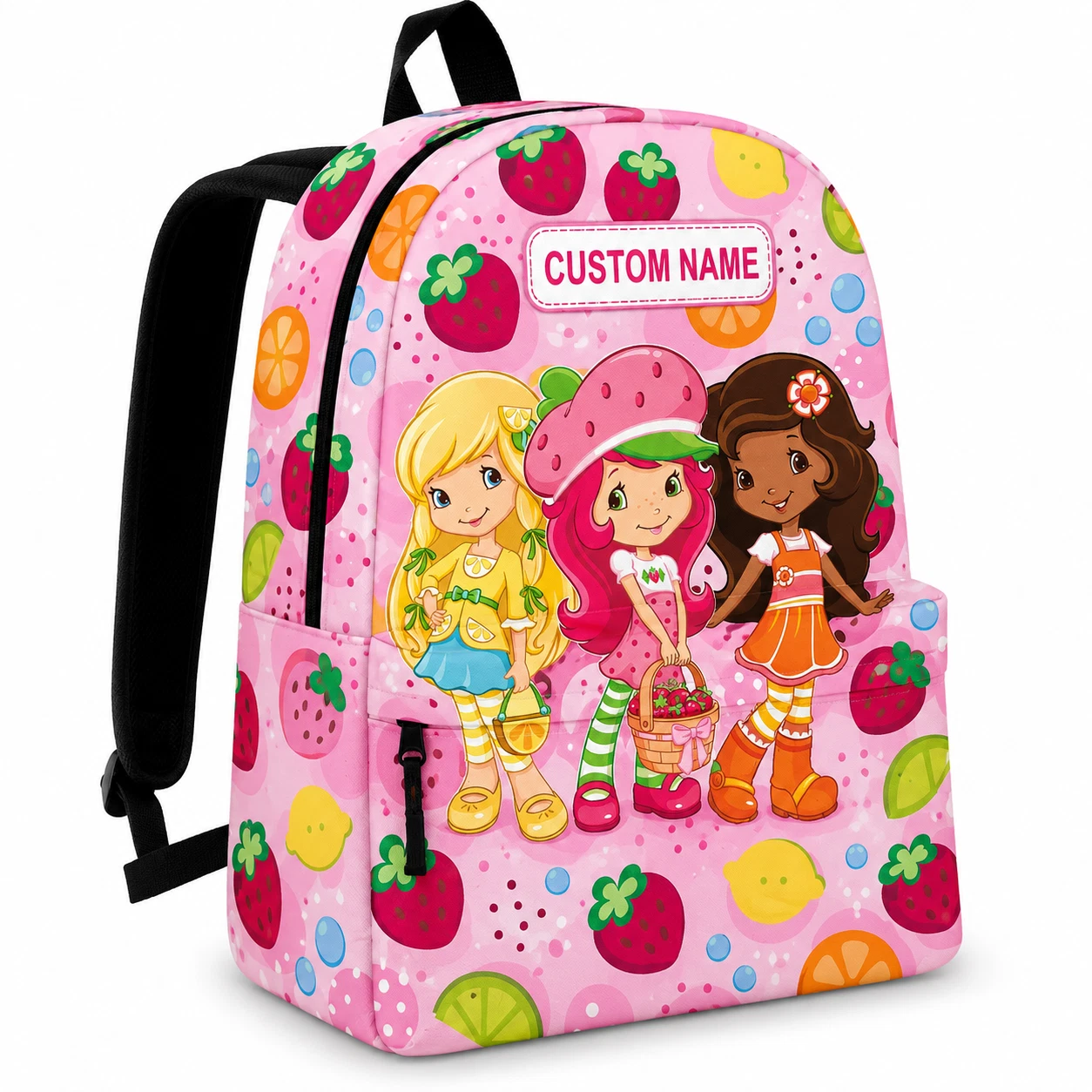 Personalized Strawberry Fairy Backpack Custom Name Kids School Travel Bag