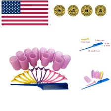 Hair Rollers Curlers Rollers With 2 Duckbill Sectioning Clips Comb Used for H...