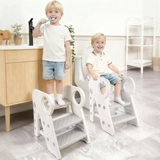 Foldable Step Stool for Toddlers, Adjustable 3 Step Stool for Bathroom Sink Toil