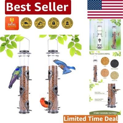 Metal Wild Bird Feeders - Squirrel Proof, Easy Clean & Refill - 6 Port Tubes