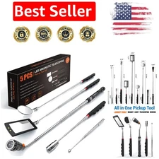 LED Magnetic Pickup Tool Kit with Adjustable Mirrors - Perfect Stocking Stuffer