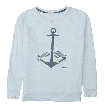 Barbour hellgraues Baumwoll-Sweatshirt Damen Ankermuster UK 14