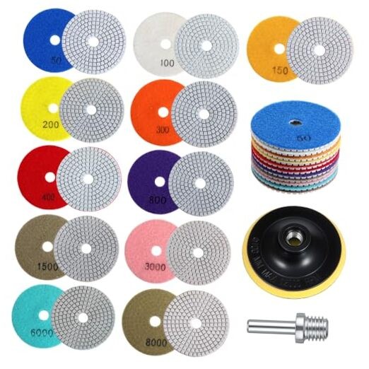 simarro 13 Pcs Granite Polishing Kit, 4 Inch Diamond Polishi