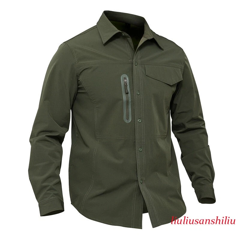 Outdoor Waterproof Mens Long Sleeve Combat Shirt Tactical Elastic Hiking Camping
