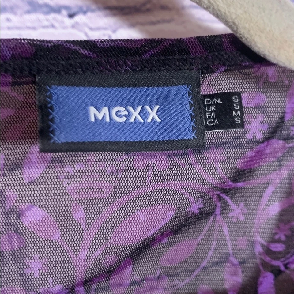Top Mexx Para Mujer De Colección Floral Transparente Manga Larga Púrpura Negro Talla S Capricho Foto 4 de 4