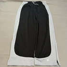 VTG Y2K Starter Men Silky Track Black/Silver Wide Baggy Skate Parchute-L-5548