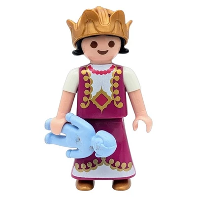 Playmobil figurine fille violette blanche couronne princesse médiéval - Photo 1/2