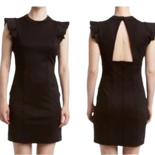 Leola Couture Dress Womens Size S Black Cutout Ruffle Classic Feminine Party LBD