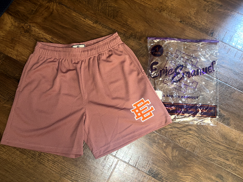 Eric Emanuel Basic Short 2021 Brand New Rose Dusk Pink w/ Orange Letters Large L