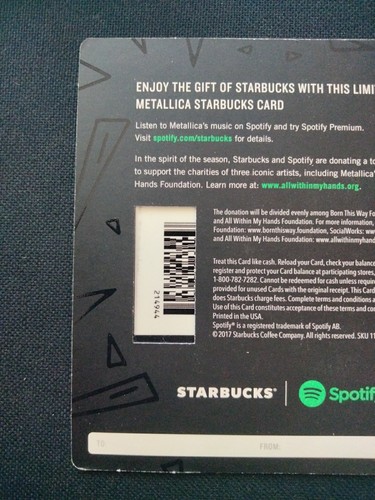 STARBUCKS CARD 2017 "METALLICA" ~BE A ROCK 🎸STAR ~ RARE~GREAT PRICE~ MINT🇺🇸 - Picture 6 of 7