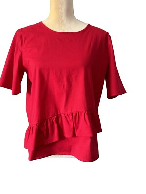 Red Cotton Blouse With Ruffle Size L European/M USA #79