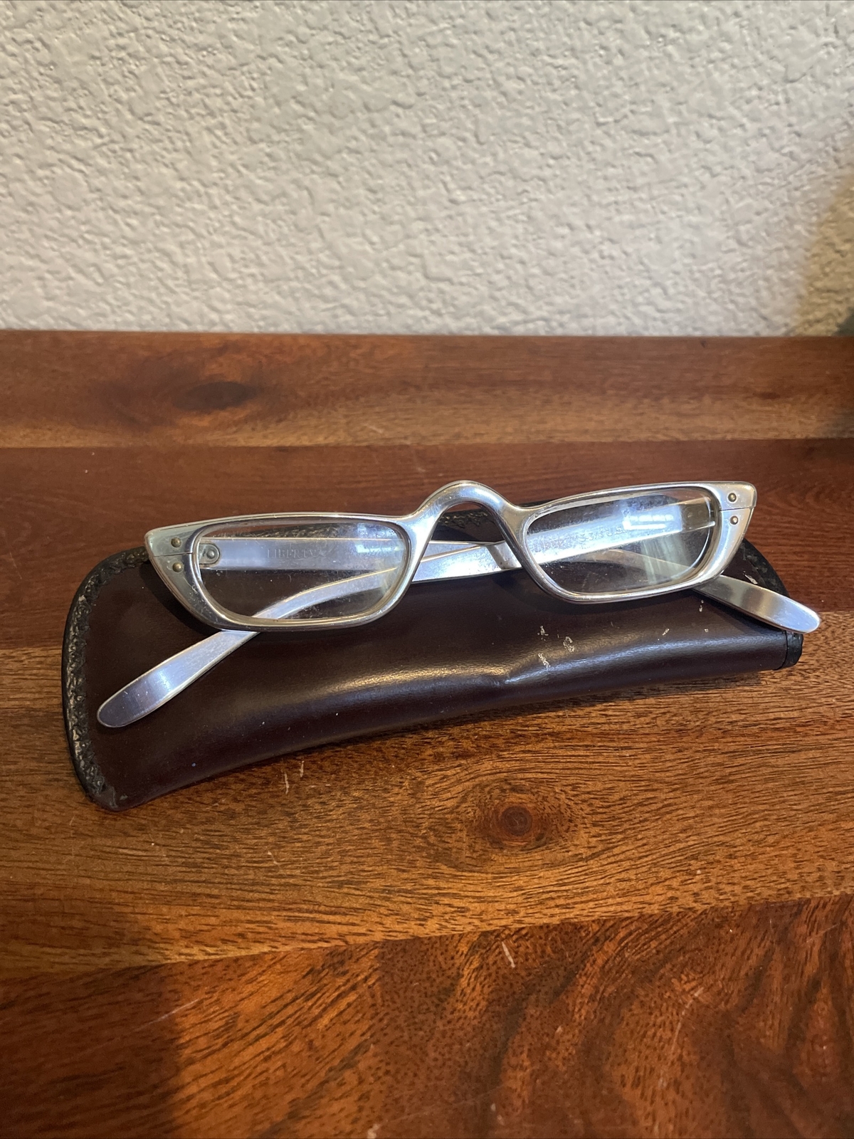 Vintage Liberty Aluminum CatsEye Eyeglasses Silver 1… Gem