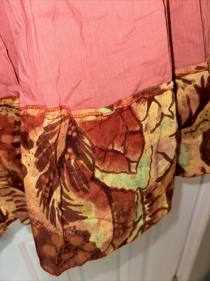 PHOOL De Colección Falda Larga Línea A Midi Floral Beige Encaje Volantes Boho Hada M Foto 3 de 4