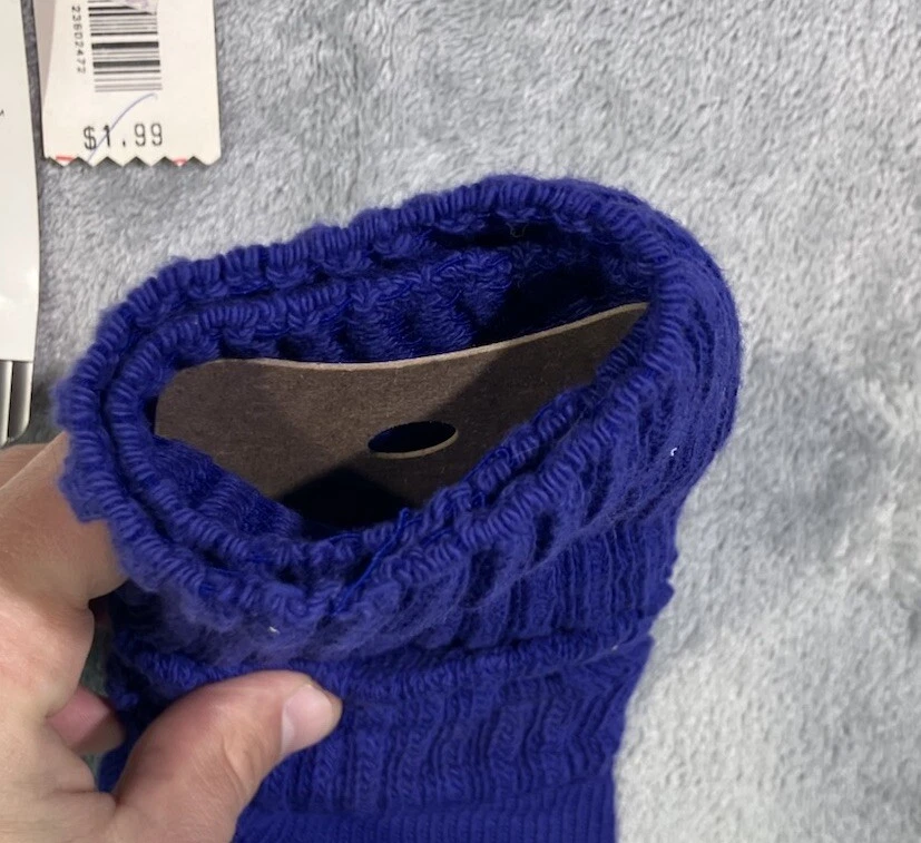 Calcetines Scrunchie Vintage Slouch Para Mujer Talla 9-11 Azul 1 Par 100% Algodón Nuevos de Lote Antiguo Foto 4 de 4