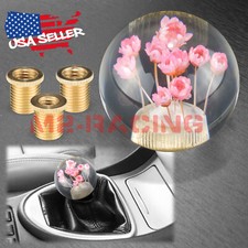 Universal Round Ball Flower Pink Manual Gear Shift Knob Crystal Stick Shifter