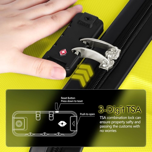 24-Inch Lightweight Hardside Suitcase with TSA Lock & 4 Wheels - Bright Yellow - Picture 7 of 9