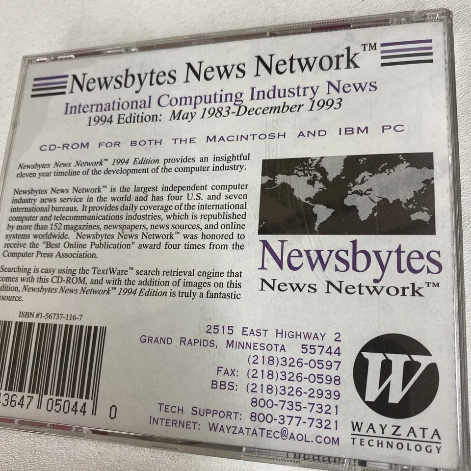 NEWSBYTES NEWS NETWORK 1994 EDITION : MAY 1983-DEC 1993 CD ROM LS - Image 2 of 2