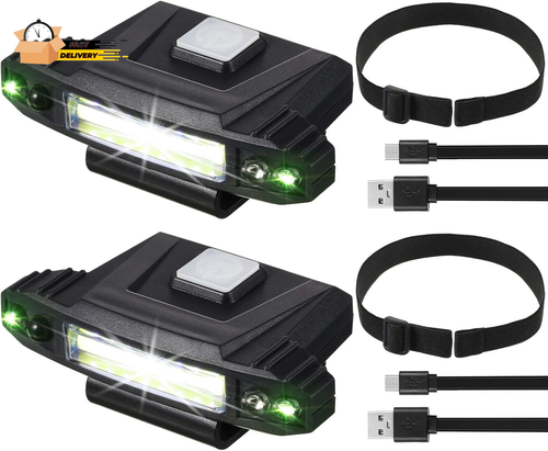 2 Pieces Ultra Bright Mini LED Clip on Cap Light USB Rechargeable Motion Sensor