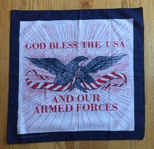 Bandana Made in USA Eagle Ribbon Red White & Blue RN 15187 Cotton Polyester