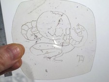 vtg 1960s 1970s Tattoo Flash acetate stencil Skull and Snake signed SK3